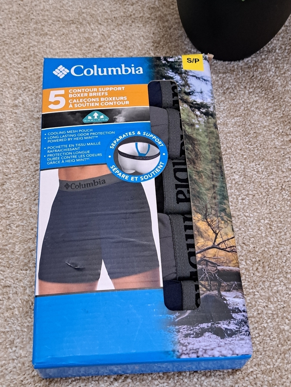 Columbia Men's Boxer Briefs 5 Pack Size Small Contour Support Black Grey Blue